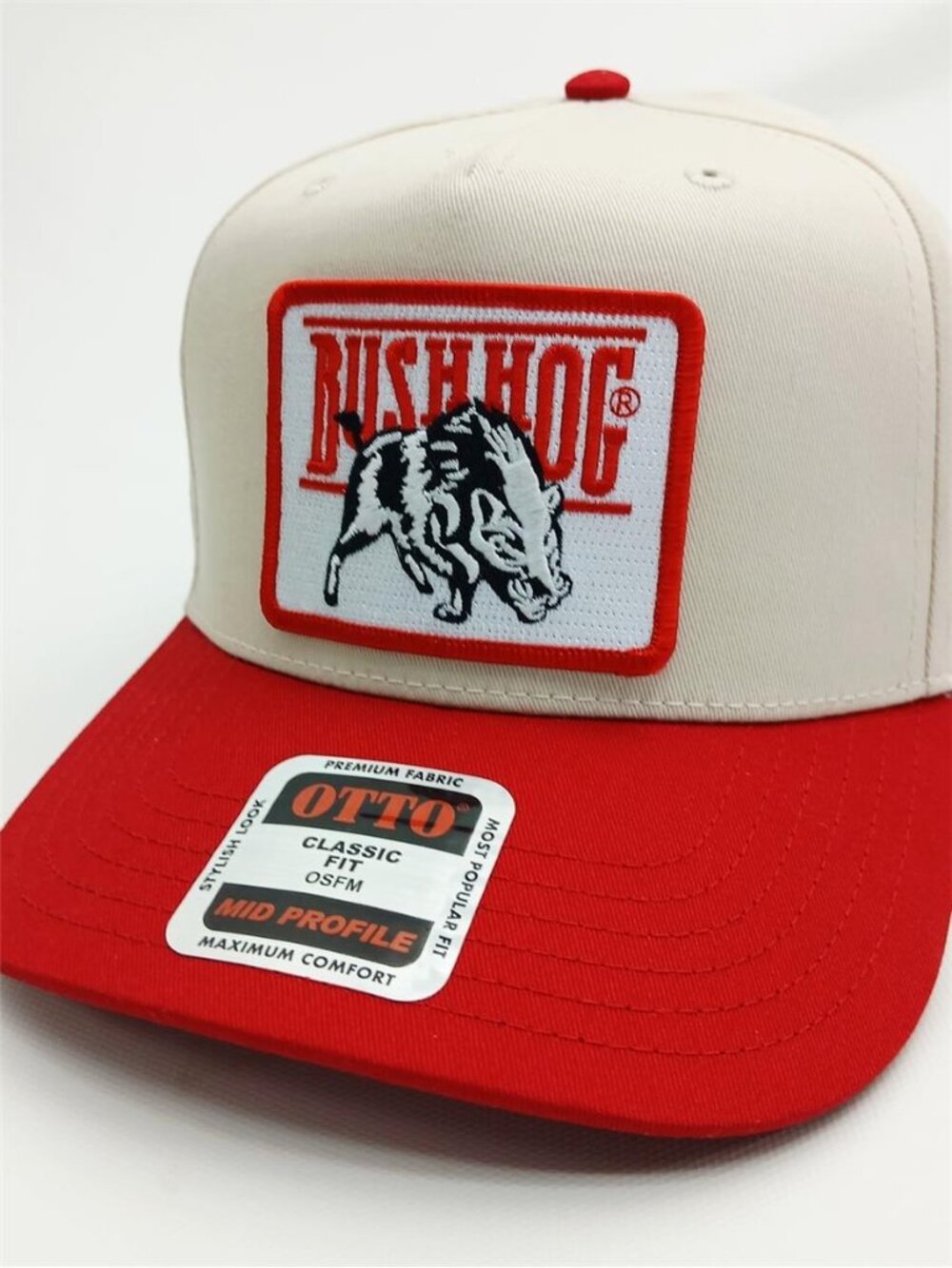 Bush Hog Farm Equipment Patch Cream Red OTTO Snapback Hat Tractor Cap New Retro - Picture 4 of 5